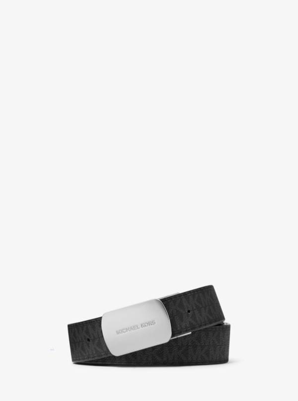 Panske Opasky Michael Kors Reversible Logo and Leather Čierne - Doplnky Michael Kors Sleva | AMKFI-9385